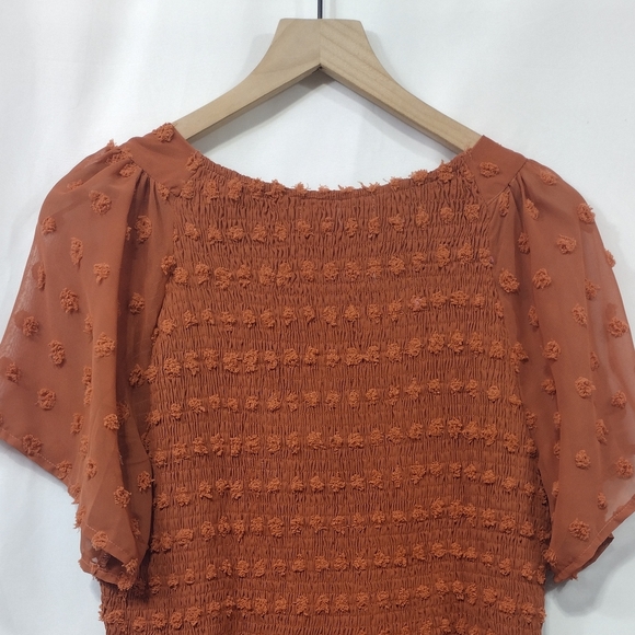 NWT Tecrew Flowy Chiffon Swing Beach Dress Womens L Orange Coastal Vacation - Picture 8 of 10